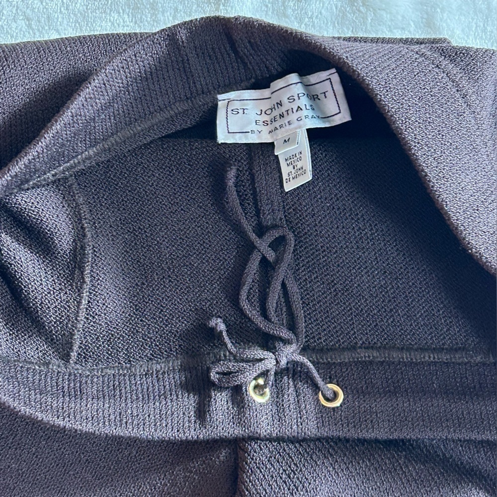 St. John Sport Essentials Marie Grey Classic Brown Trousers Elastic Waist Size M - Picture 9 of 13